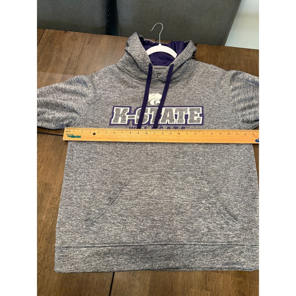 Champion Kansas State Wildcats Hoodie Men Medium Grey Purple Pullover Sweatshirt - Picture 3 of 6